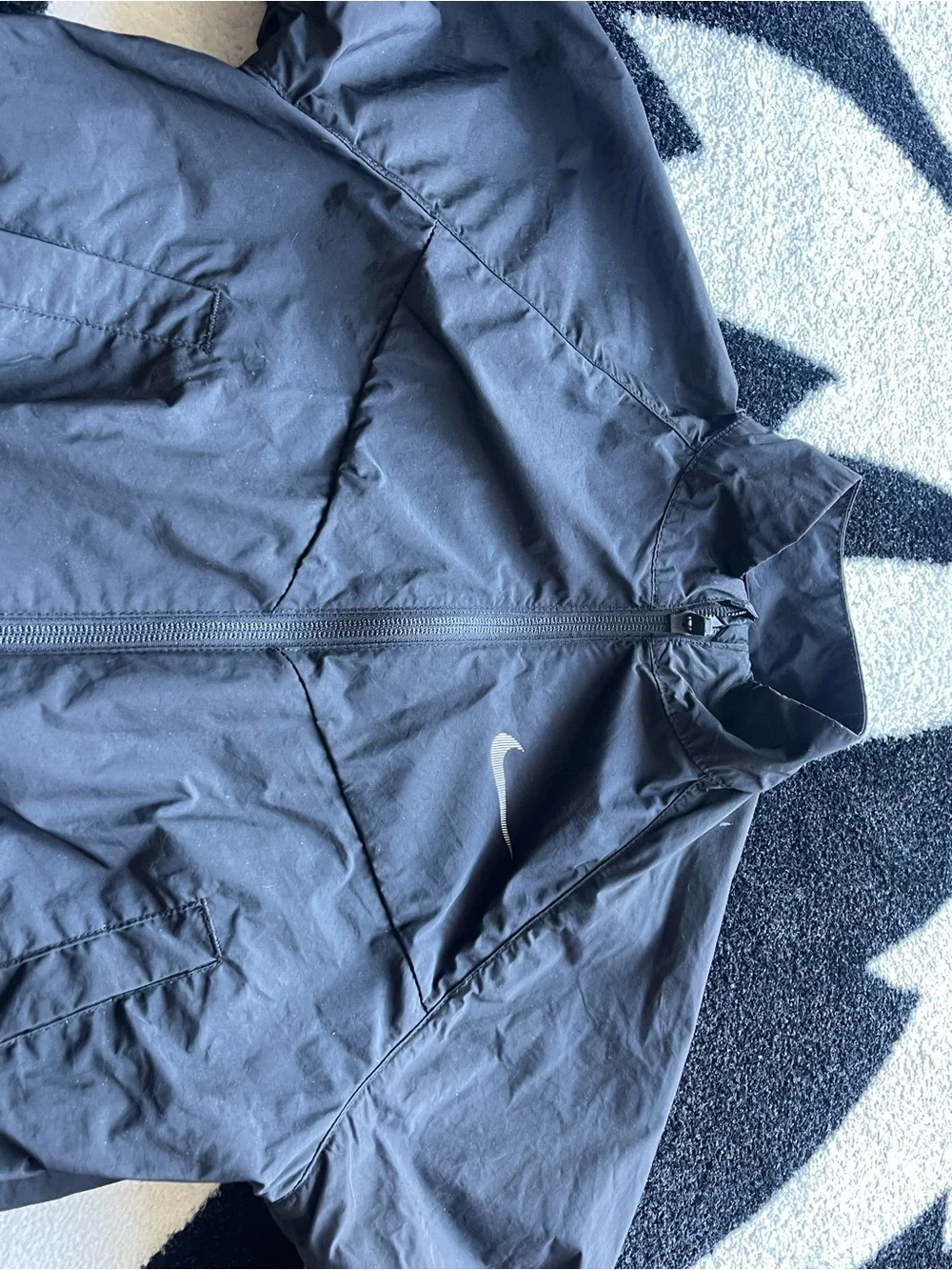 Nike Kids Black Lightweight Windbreaker Jacket with White Swoosh